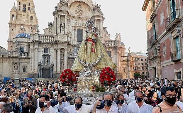 La Virgen de la Fuensanta, este martes, en el inicio de la romería.