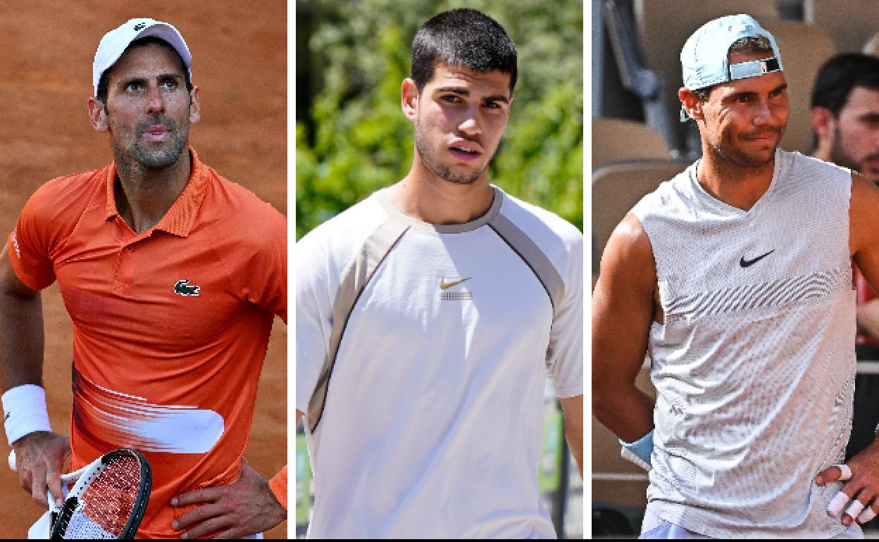 Djokovic, Alcaraz y Nadal,