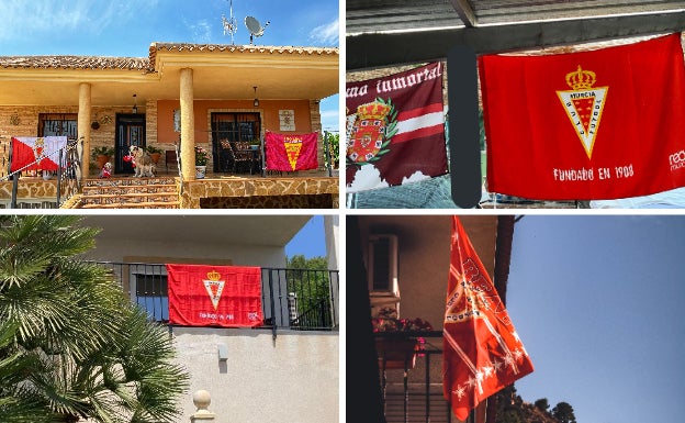 La afición del Real Murcia vuelve a mostrar los colores de su equipo, ilusionada con el 'playoff'. 