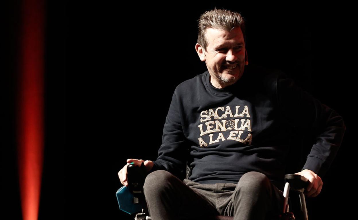 Juan Carlos Unzué, en la presentación de su libro 'Una vida plena', el mes pasado en Pamplona. 