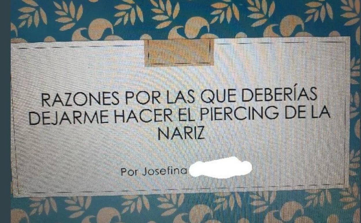 Una adolescente manda un 'Power Point' a su madre para que le deje hacerse un piercing y se vuelve viral 