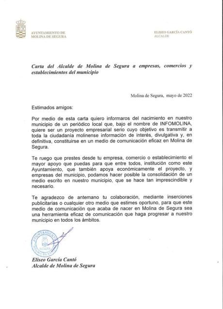 Imagen - Reproducción de la carta que envió García Cantó a los empresarios. 