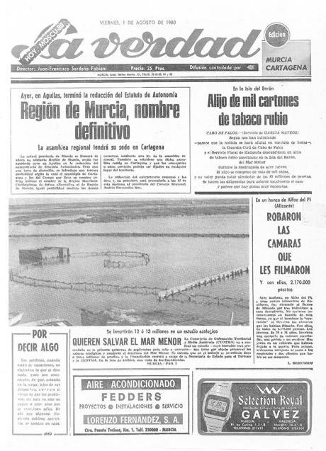 Imagen - Portada que informa de la elección de Región de Murcia como nombre definitivo.