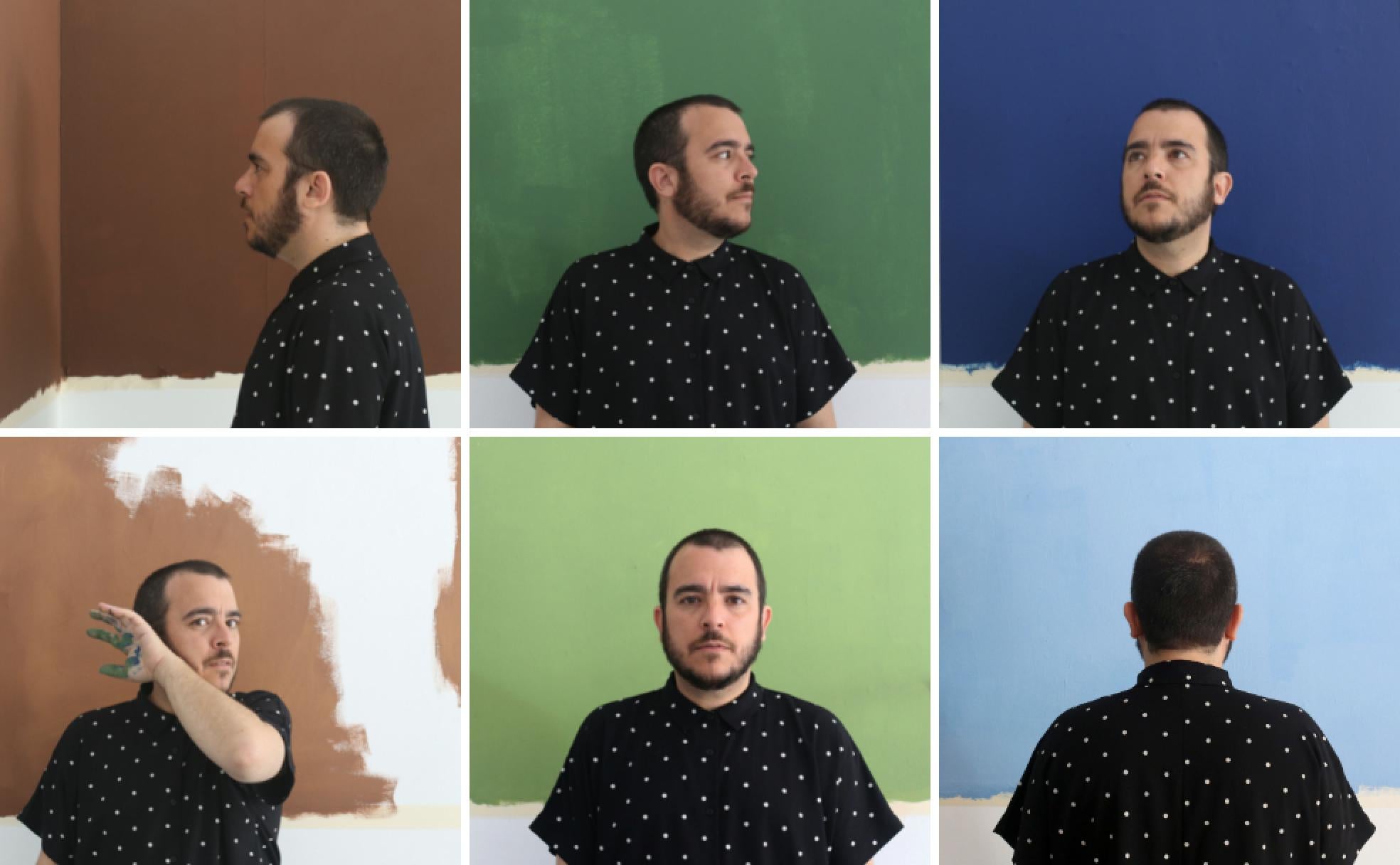 Fito Conesa posa para Ababol durante la realización en vivo de un mural en la galería T20 que completa su instalación 'Sinfonía para Rouyn-Noranda'. 