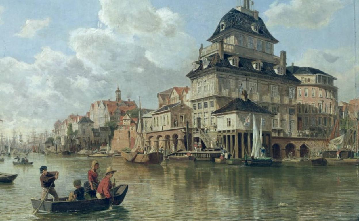 Embarcadero del puerto de Hamburgo, Valery Ruths (1850).