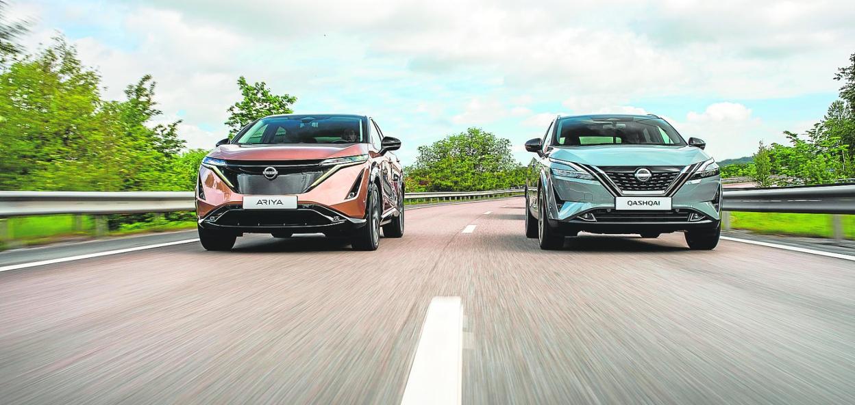 Sobre estas líneas, el 100% eléctrico Ariya y el Qashqai, con una nueva tecnología única en el mercado como es e-POWER. 