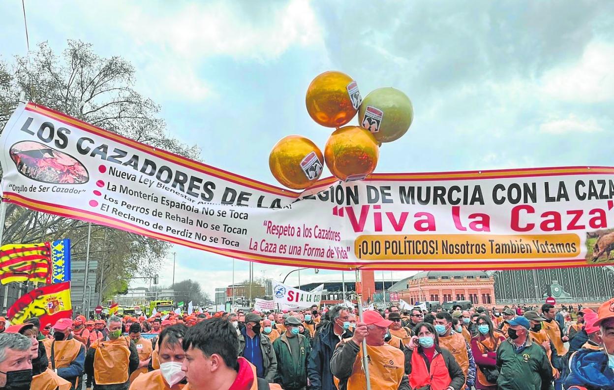 Cazadores de la Región de Murcia, en la marcha celebrada el pasado 20 de marzo en Madrid. 