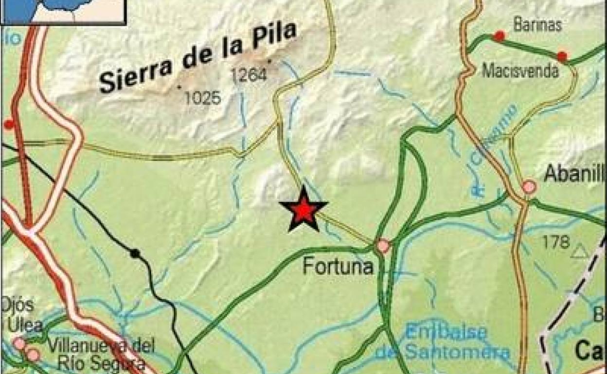 Epicentro del terremoto que tuvo lugar en Fortuna.