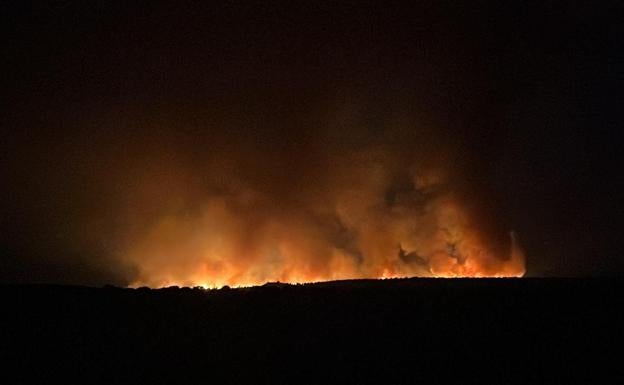 Frente del incendio de Calasparra, esta madrugada. 