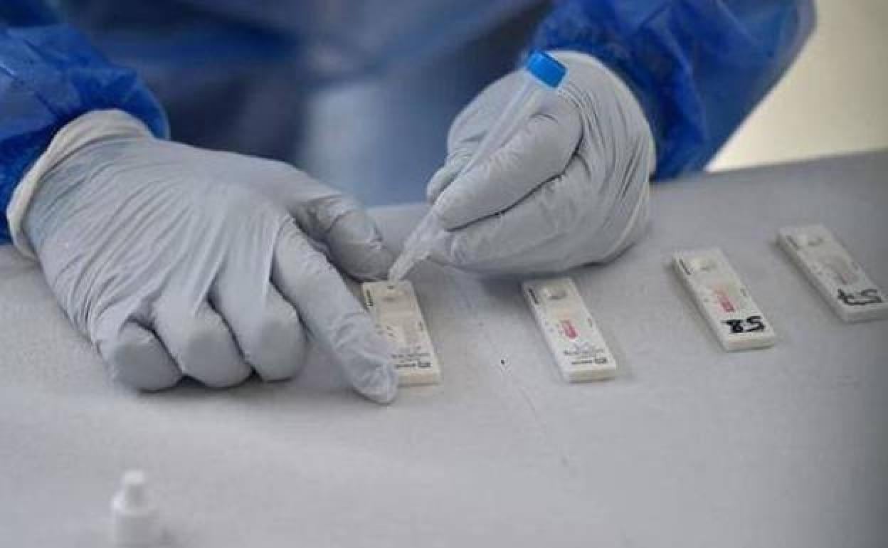 Un sanitario con varios test de antígenos, en una imagen de archivo. 