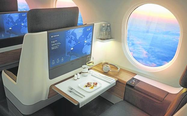 De puertas adentro. El lujo definirá el interior del futuro avión, que no será apto para todos los bolsillos.