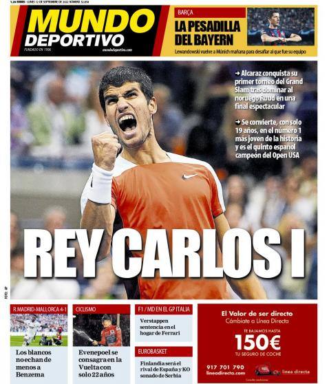 Fotos: Carlos Alcaraz, protagonista de las principales portadas tras ganar el US Open