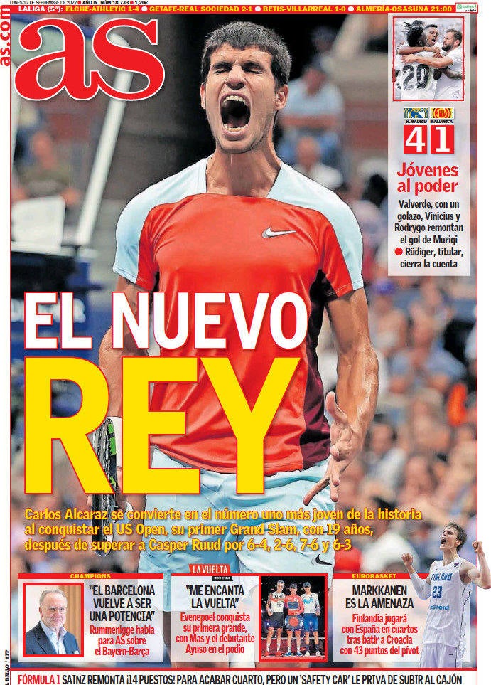Fotos: Carlos Alcaraz, protagonista de las principales portadas tras ganar el US Open
