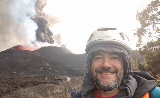 David Calvo, portavoz de Involcán, en los días de la erupción.