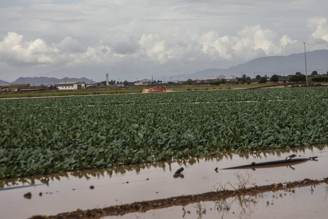 Fotos: La lluvia inunda calles y arrastra el agua hasta el Mar Menor en Los Alcázares