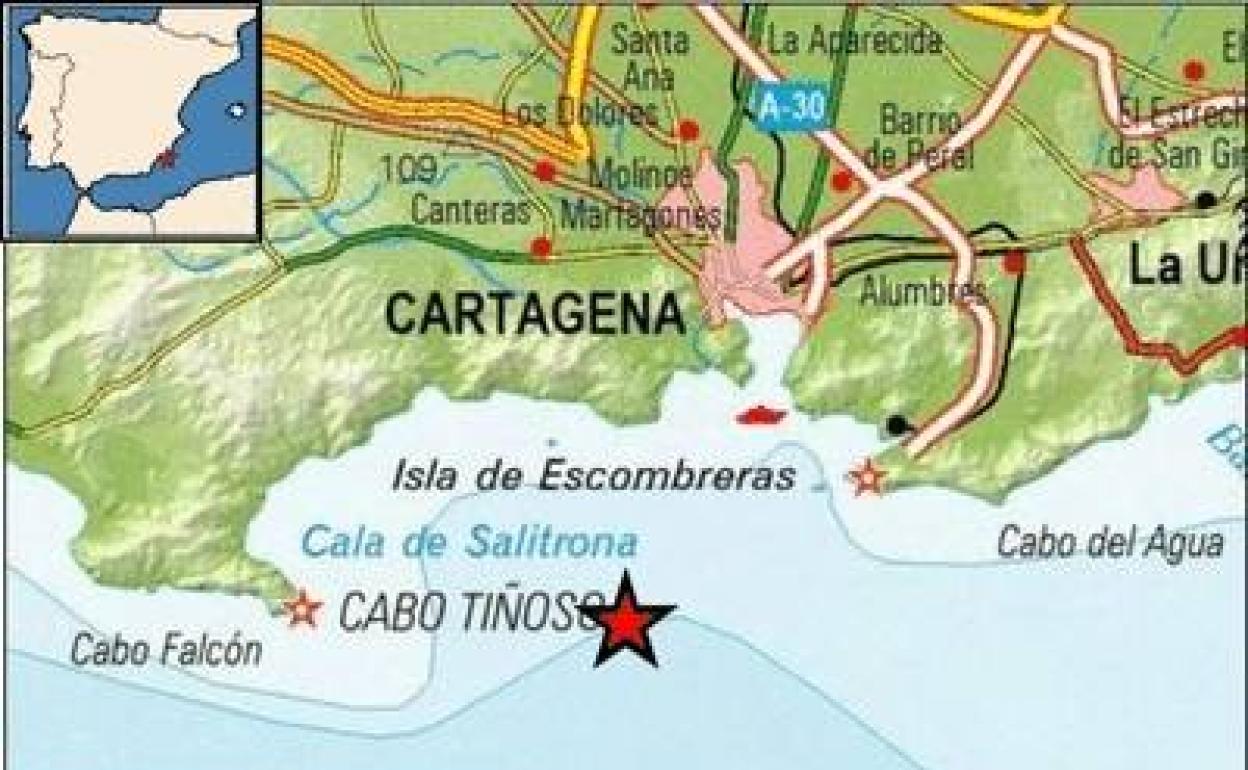 Epicentro del terremoto registrado en Cartagena.