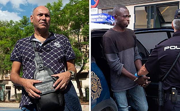 El padre de la víctima y el acusado, ayer, a su llegada a los juzgados de Molina de Segura.