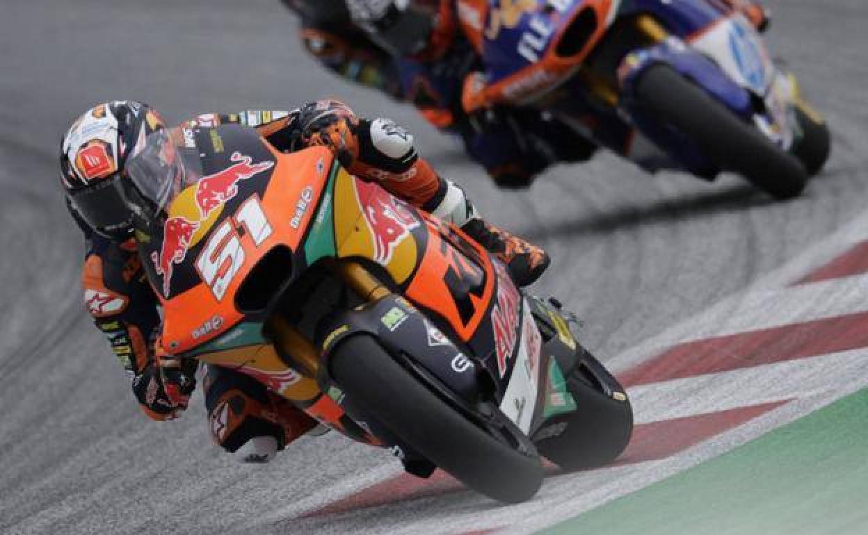 Pedro Acosta, durante la carrera de Moto2 disputada en Austria, el pasado mes de agosto.