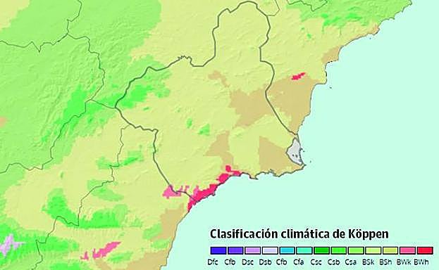 Distribución de los diferentes climas en la Región y su entorno geográfico.