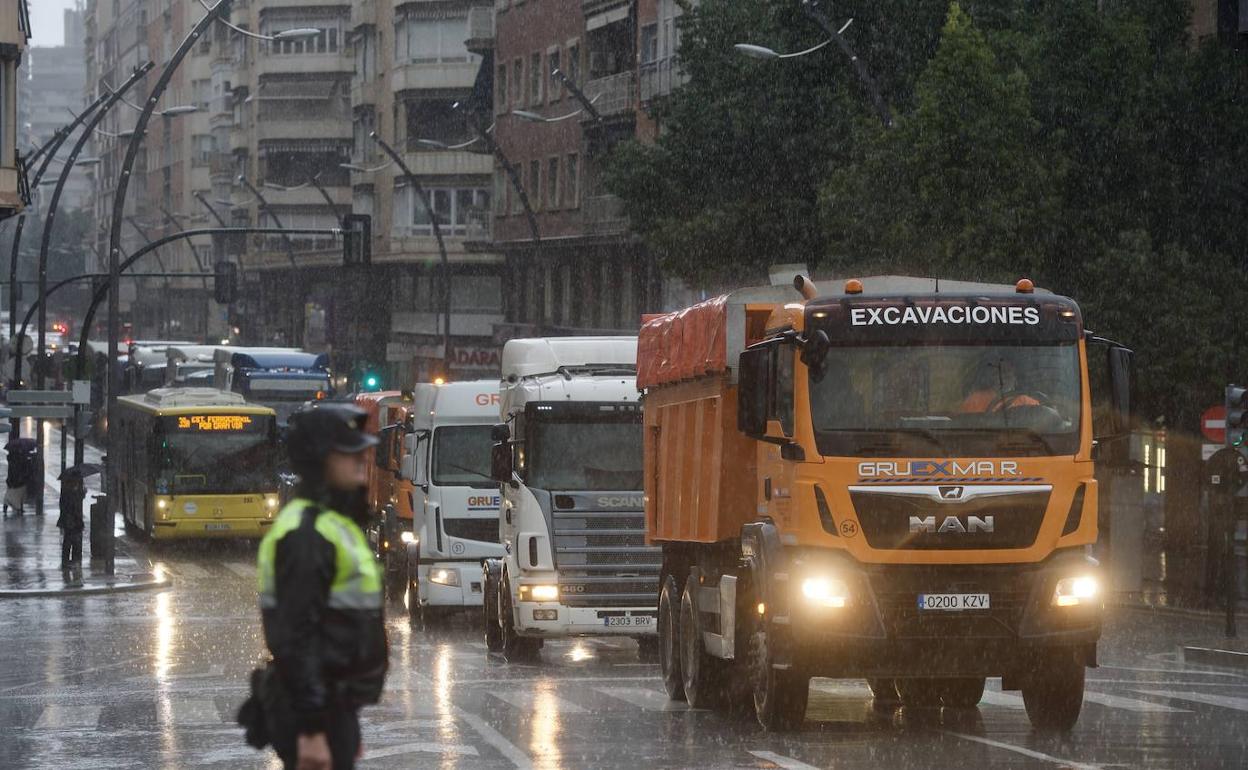 Imagen de archivo de la protesta de transportistas del pasado marzo.