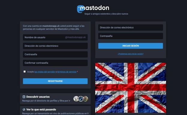 Imagen de cómo crear una cuenta en Mastodon.