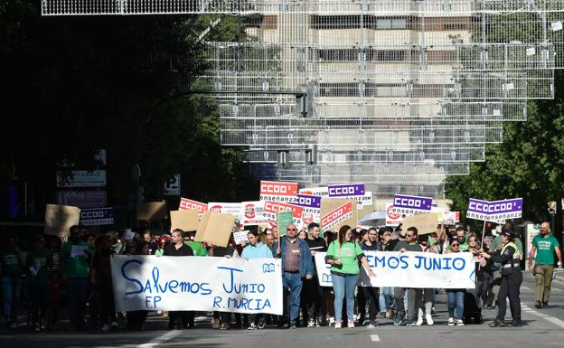 Los manifestantes en la Gran Vía.