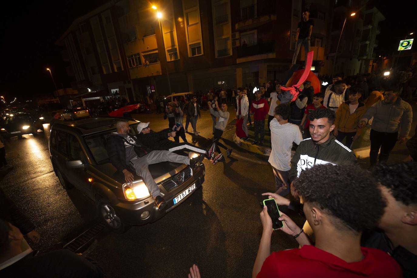 Fotos: Celebración de la colonia marroquí de la Región de Murcia tras vencer a España en el Mundial, en imágenes