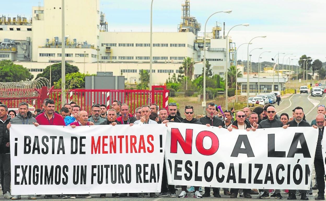 Obreros de Sabic, en una protesta, en una foto de archivo. 