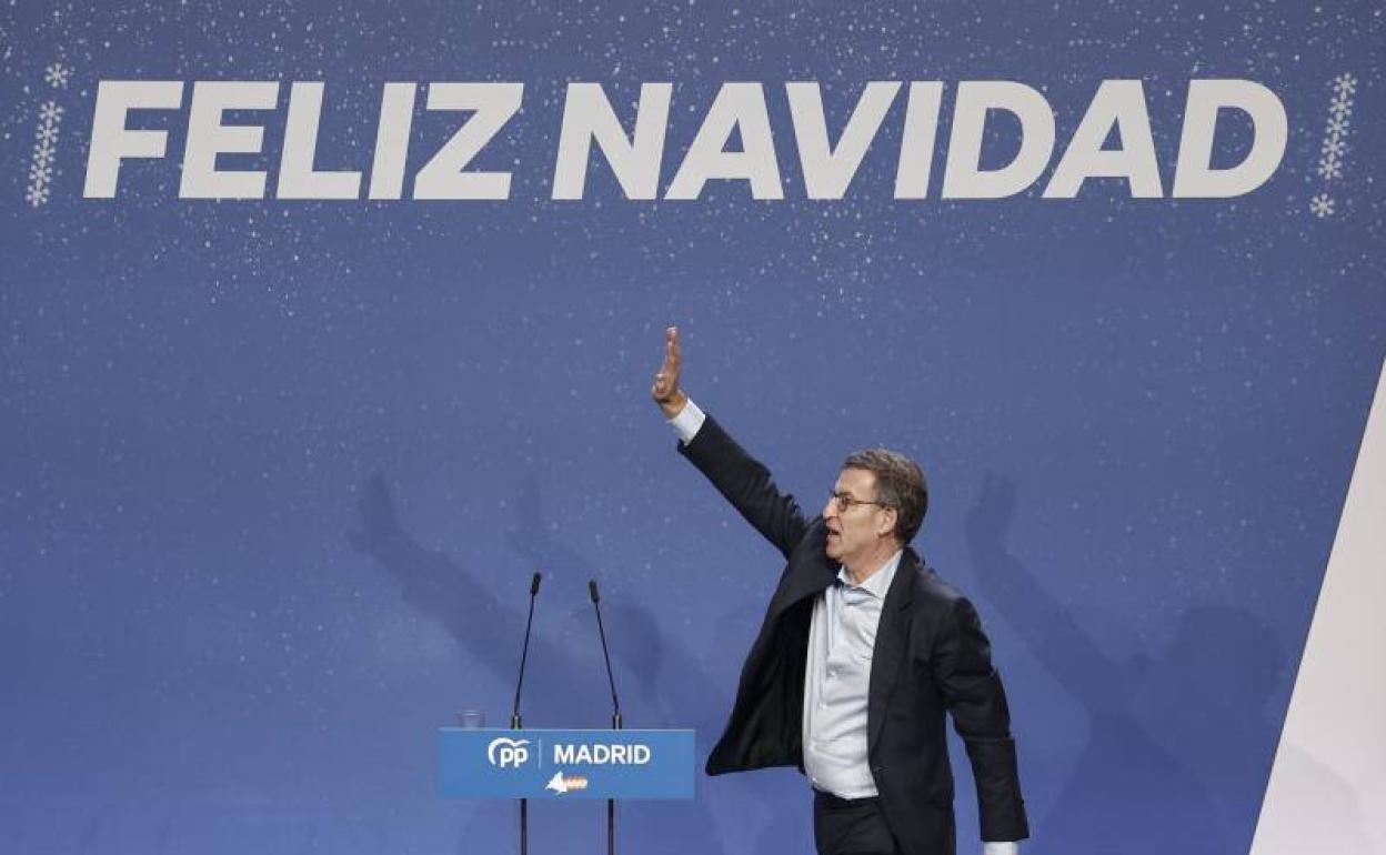 Alberto Núñez Feijóo, este lunes en la cena de Navidad del PP de Madrid 