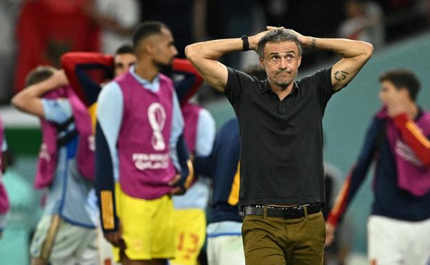 Luis Enrique, después de la tanda de penaltis contra Marruecos.