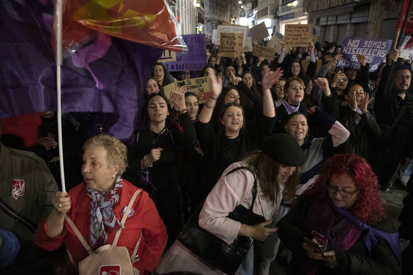 La manifestación del Día de la Mujer en Cartagena, en imágenes