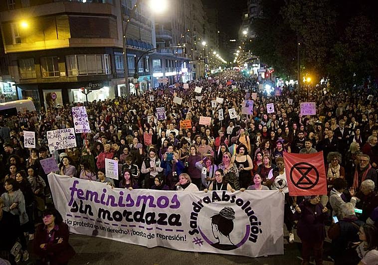Manifestación del 8M en Murcia, este miércoles.