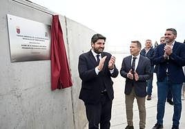 Fernando López Miras durante la inaguración de tanque ambiental de Torre Pacheco, este jueves.