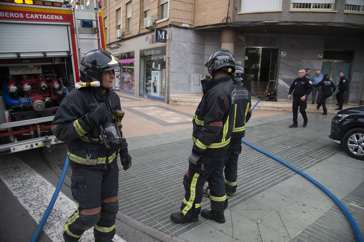 Exhibición de los bomberos de Cartagena