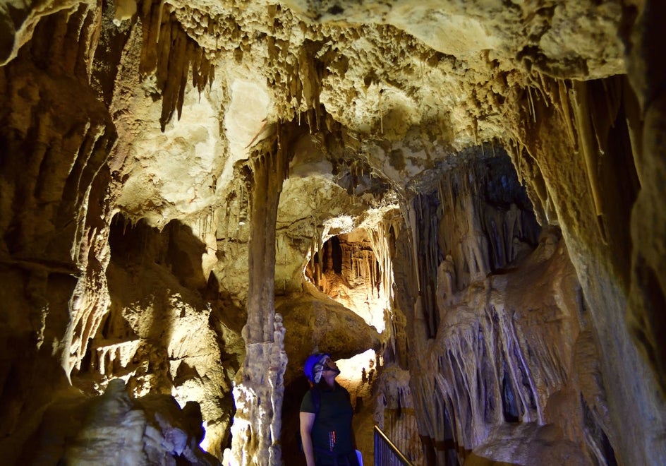 La visita detenida a la Cueva del Puerto permite deambular entre un colosal bosque de columnas, macarrones, velos, estalactitas y estalgmitas en las que cada nueva mirada descubre nuevos e impresionantes detalles.
