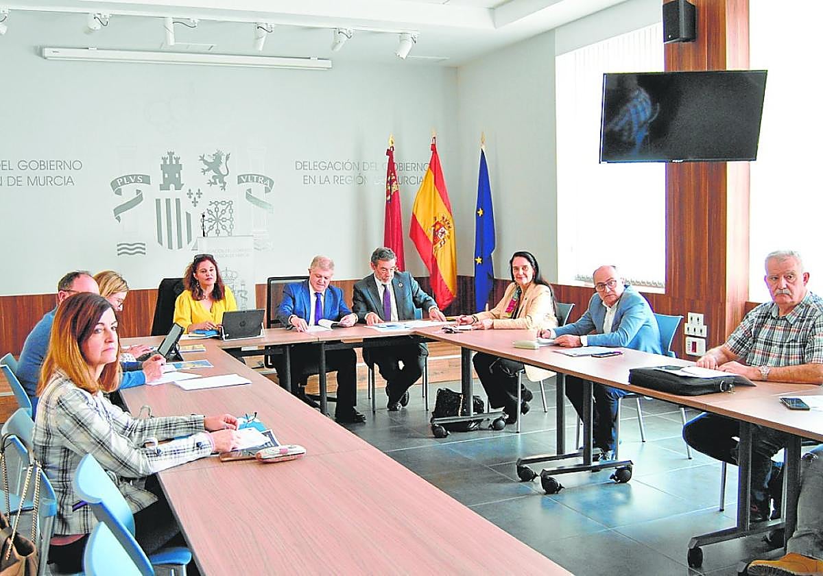 La Comisión Regional de Seguimiento del plan estatal, presidida por José Vélez (c).