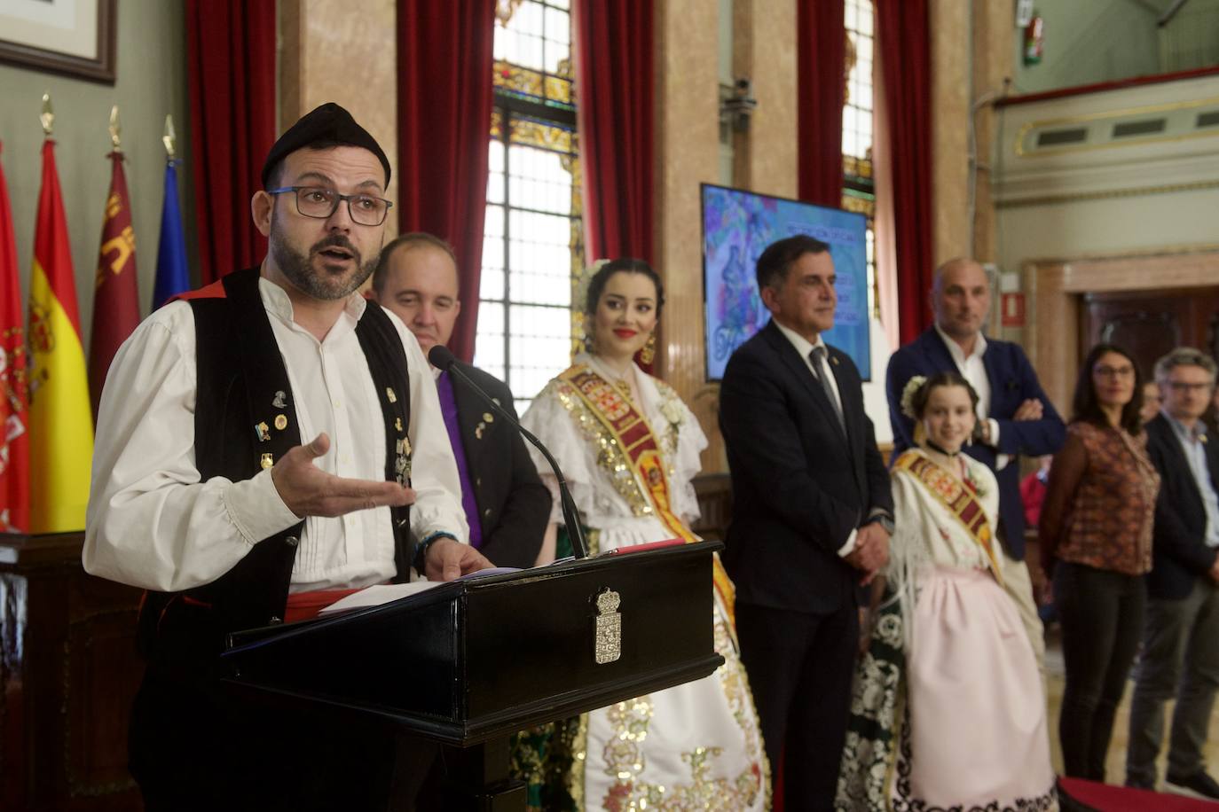Las imágenes de la recepción de las Reinas de la Huerta de Murcia en el Palacio de San Esteban