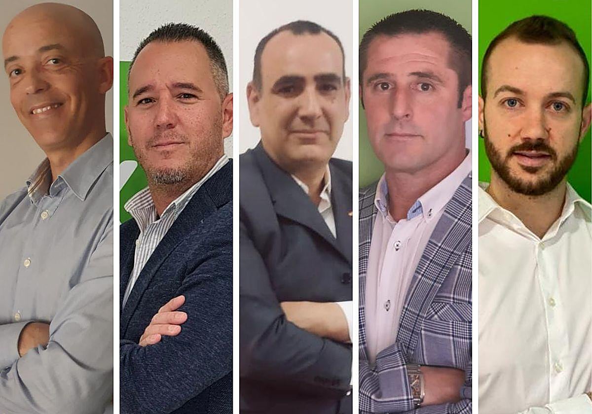 Cristóbal García, Milton Cajaraville, Juan Carlos Amor, Pedro Sevilla y Juan Antonio Ruiz