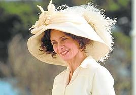 Silvia Marsó durante el rodaje de la serie Gran Hotel en el Palacio de la MAgdalena.