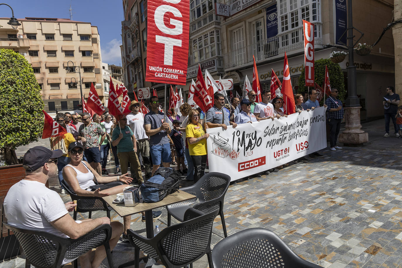 La manifestación del Primero de Mayo en Cartagena, en imágenes