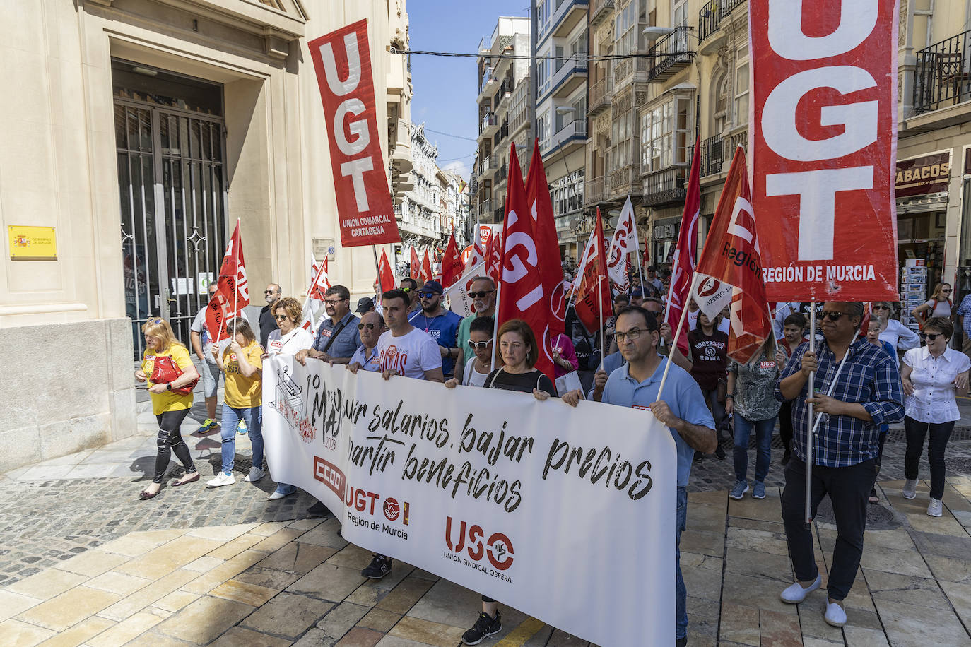 La manifestación del Primero de Mayo en Cartagena, en imágenes