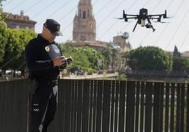 El dron, en acción.