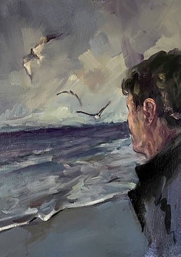 Imagen - Portada de Ababol dedicada a Rafael Alberti. Un autorretrato del artista Carlos Pardo en el mar.