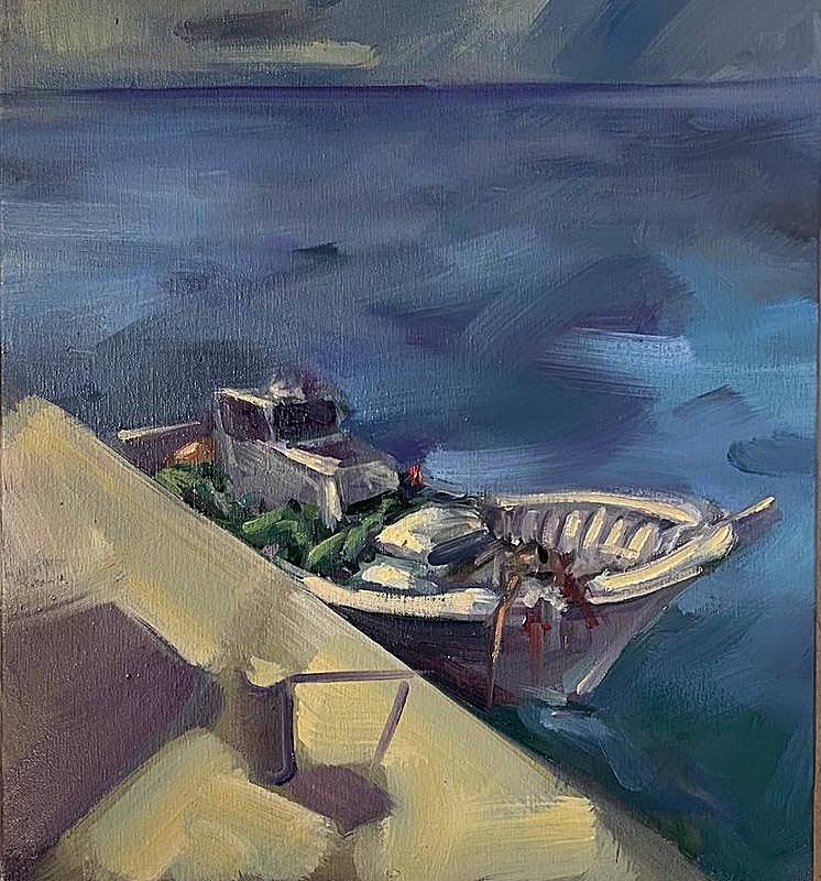 I: 'Mar y tierra' (2023). Un barco de faenar amarrado a puerto. Dice el poeta que al mar no le dejan ir: ¿Cuántos peligros encierra?