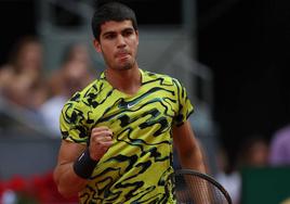 Carlos Alcaraz durante la final del Madrid Open este domingo.