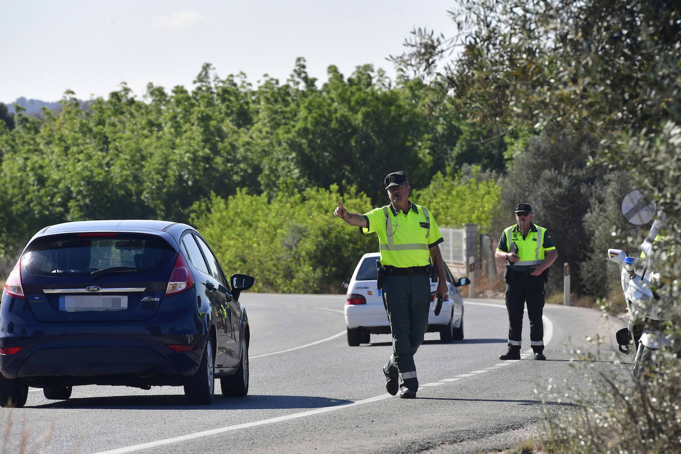 Control de la Guardia Civil, este lunes en la RM-423, en Fortuna.