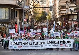 Manifestación de los sindicatos de la educación pública en Murcia.