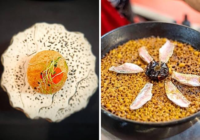 A la izquierda, el 'Chorindito' con el que Antonio de Diego conquistó al jurado del concurso de tapas de La Rioja en el Salón Gourmets de Madrid en marzo. A la derecha, el Mejor Arroz del Mediterráneo ('Salmoneta').