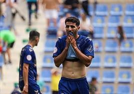 El jugador del UCAM, Yasser, en el partido contra el Peña Deportiva de este domingo.