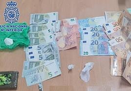 Droga y dinero incautado por la Policía Nacional.